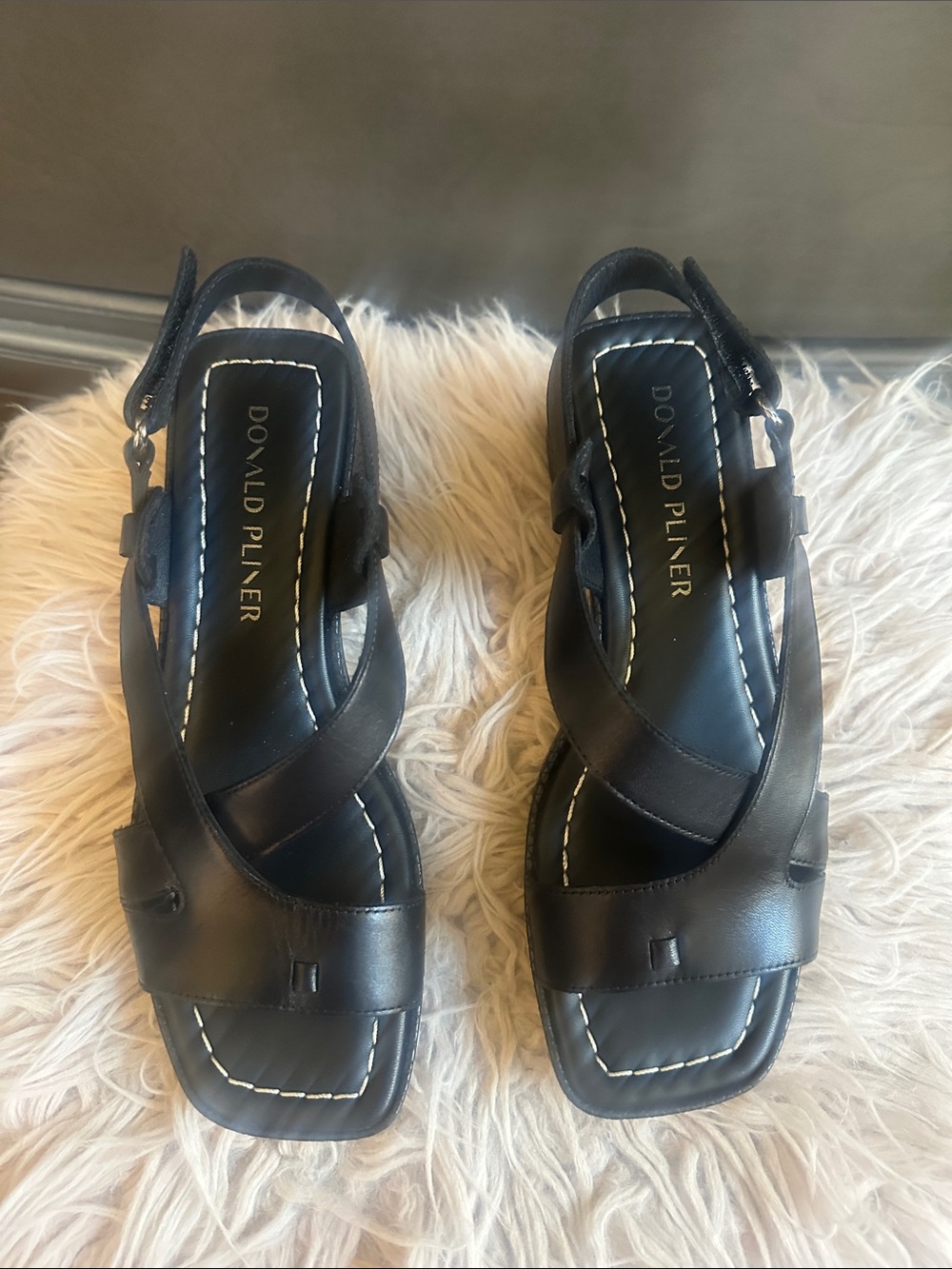 Donald J. Pliner Black Leather Slingback Sandals